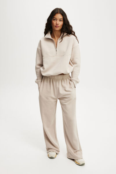 Plush Essential Half Zip Jumper, SESAME MARLE