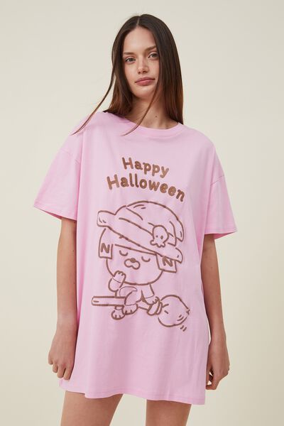 90S T-Shirt Nightie, LCN KAK/ HAPPY HALLOWEEN OUTLINE