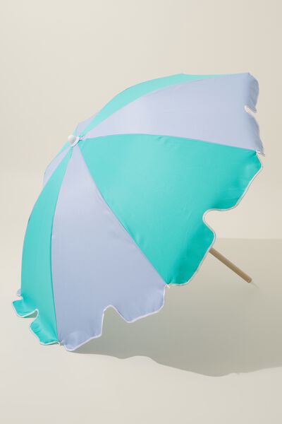 Coolum Beach Umbrella, BLUE GREEN COLOUR BLOCK