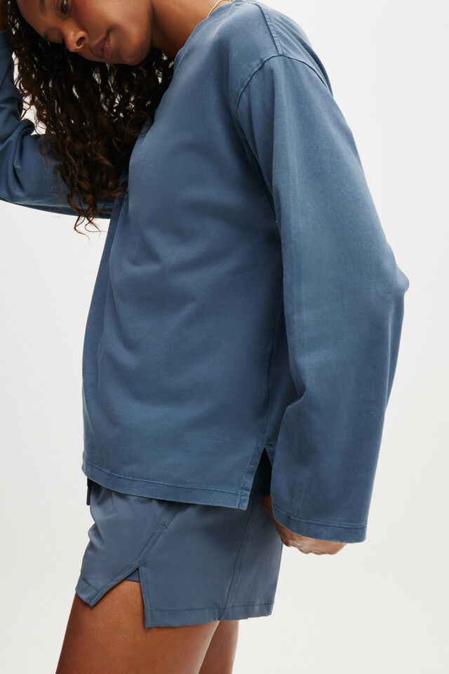 Long Sleeve Graphic Crew, WASHED FOLKSTONE GREY