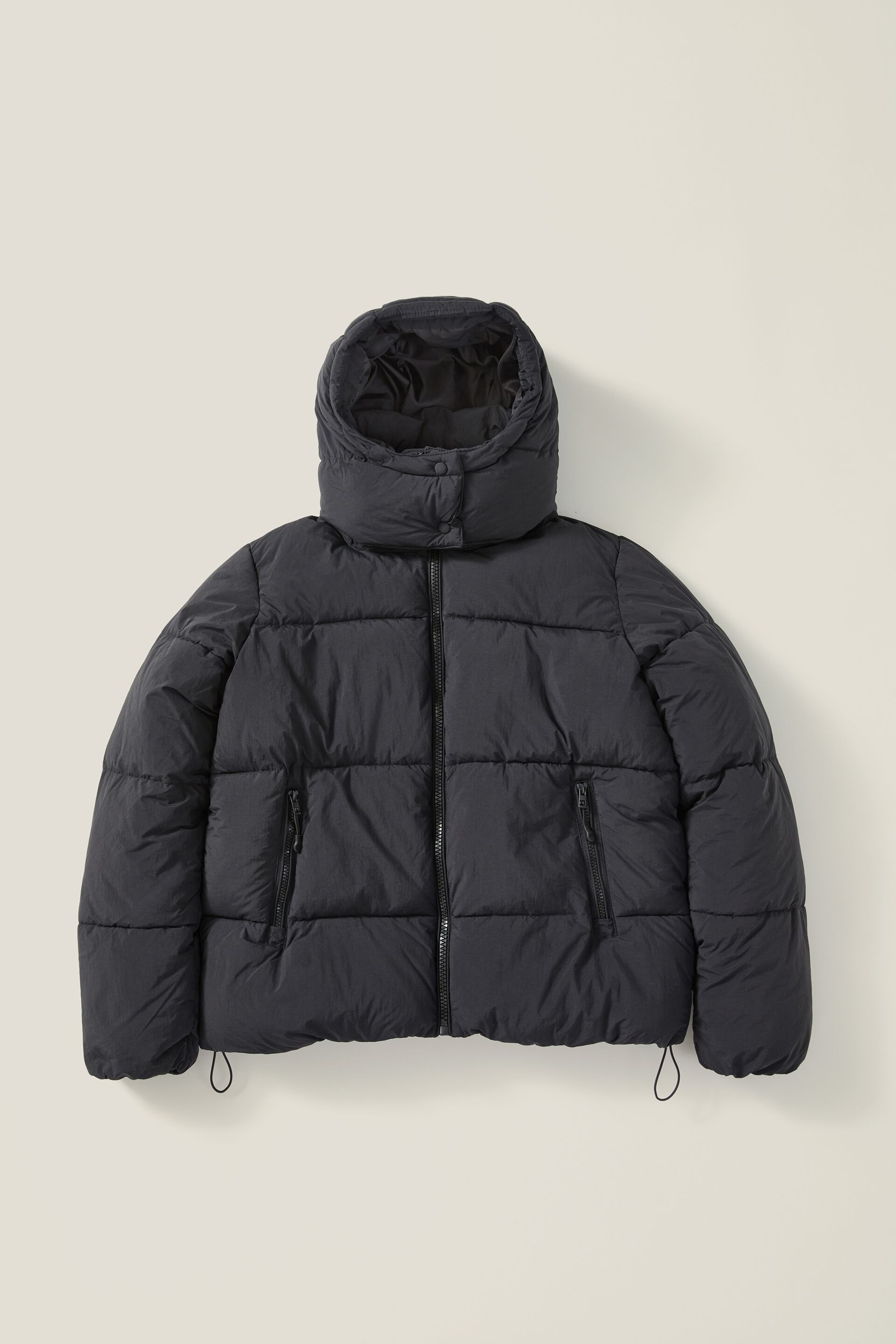 Mens Black Puffer Jacket Zipped Pockets Hooded Winter Coat – Voi London
