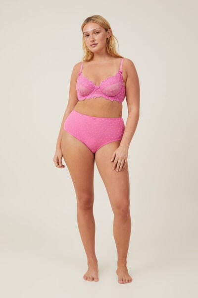 Sasha Flocking Mesh High Waist Bikini Brief, CANDY CLOUD