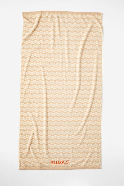 Cotton Beach Towel Personalised, BEACH WAVE NEUTRAL