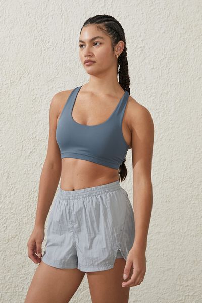 Blusa - Recycled Strappy Sports Crop, BLUE STEEL