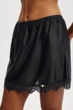 Mini Slip Skirt With Lace, EBONY - alternate image 2