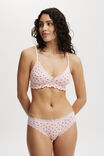 Organic Cotton Lace Bikini Brief, ROSE DITSY RED POINTELLE - alternate image 4