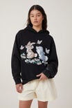 Lounge Oversized Fleece Hoodie Personalised, LCN DIS/BAMBI EMBROIDERY AND BUTTERFLIES - alternate image 1