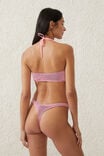Refined High Side Thong Bikini Bottom, NEON CRUSH/BLACK CRINKLE - alternate image 3