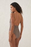 Smoothing Thin Strap Cheeky One Piece, RAW UMBER - alternate image 3
