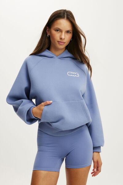 Plush Premium Graphic Raglan Hoodie, BLUE ICE/BODY WELLNESS