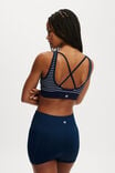 Seamless Plunge Strappy Back Crop, DARK WATER/WHITE STRIPE - alternate image 3