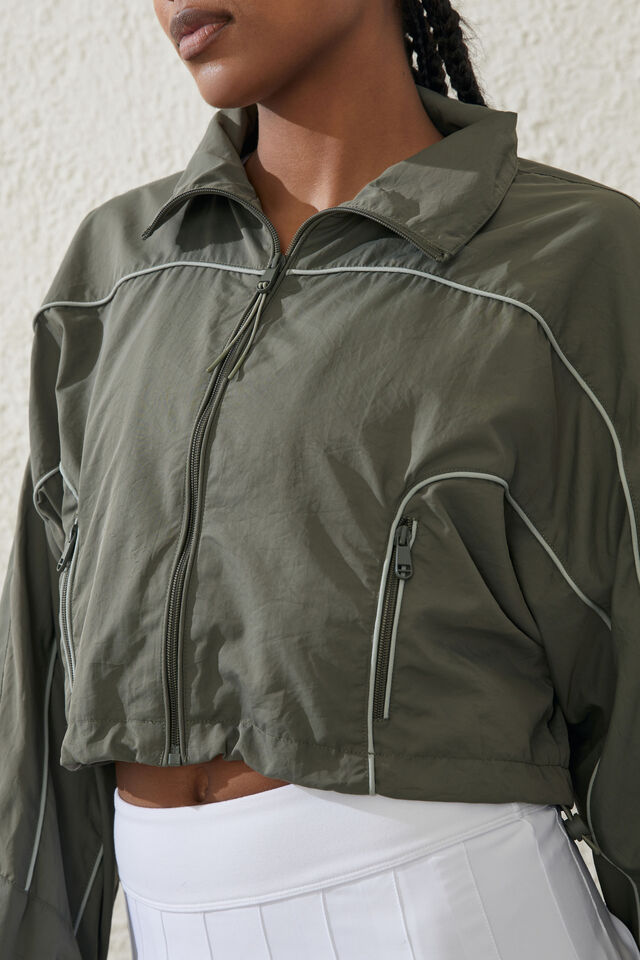 Cropped Contrast Anorak, SWEET GREEN