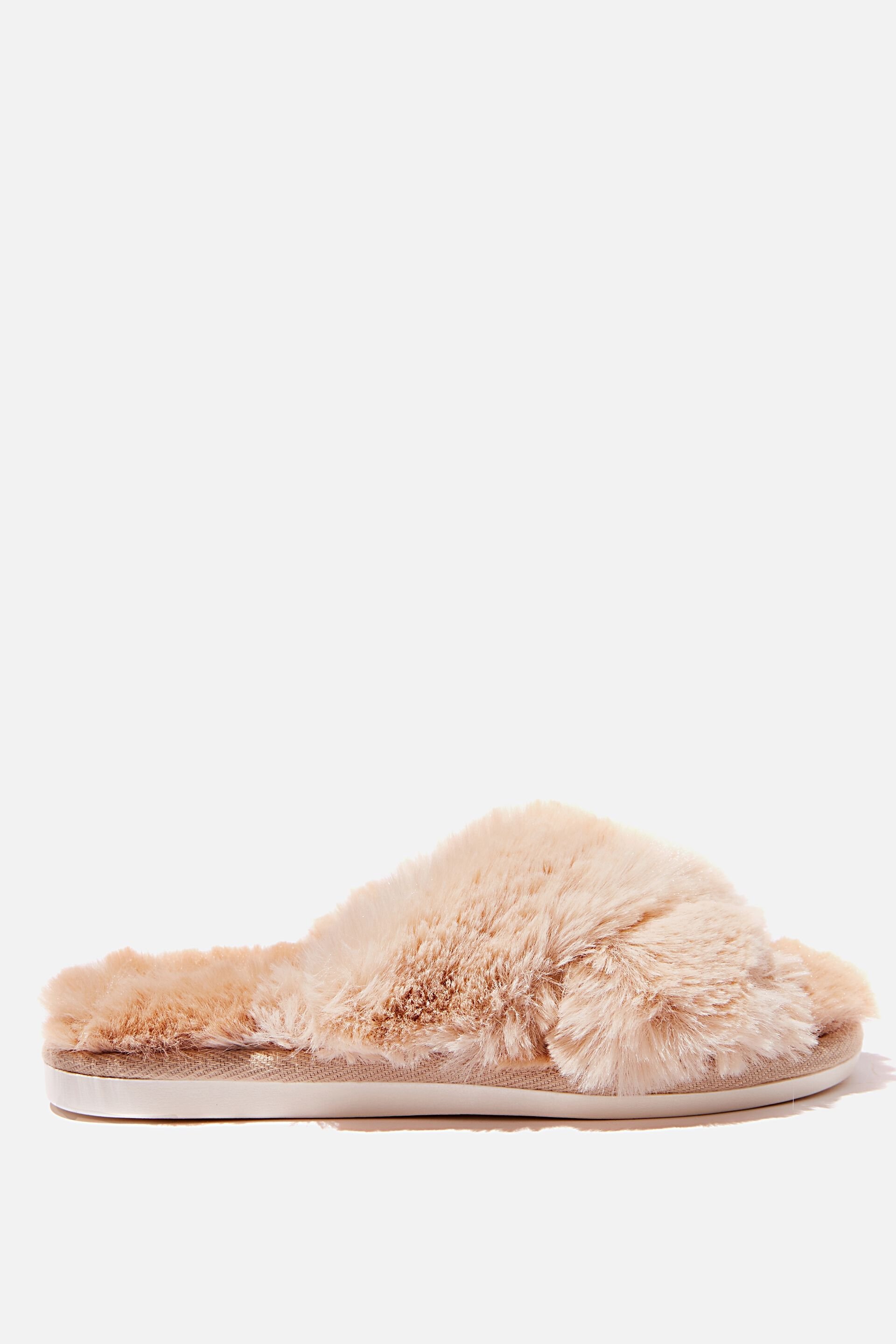 fluffy cross over slippers