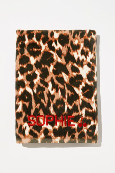 Cotton Beach Towel Personalised, TEXTURED LEOPARD