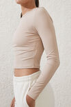 Active Rib Fitted Longsleeve Top, AFFOGATO - alternate image 2