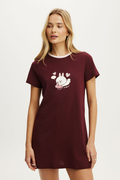 Relaxed Graphic T-Shirt Nightie, LCN LIN/LINE FRIENDS CONY IN LOVE