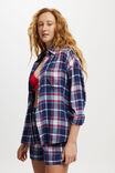 Flannel Boyfriend Long Sleeve Shirt Personalised, TONI CHECK/TRADITIONAL NAVY - alternate image 1