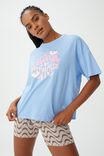Oversized Jersey Bed Tee, LCN DIS/CHESHIRE CAT STAY CURIOUS