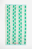 Cotton Beach Towel Personalised, GIGI DAISY STRIPE GREEN - alternate image 1