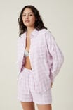 Flannel Boyfriend Long Sleeve Shirt, PINK CHECK - alternate image 1
