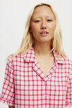 Flannel Short Sleeve Shirt And Short Sleep Set, ROBBIN CHECK/CHERRY POP - alternate image 2