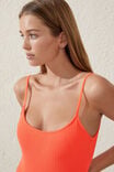 Thin Strap Low Scoop One Piece Cheeky, VIBRANT ORANGE CRINKLE - alternate image 2