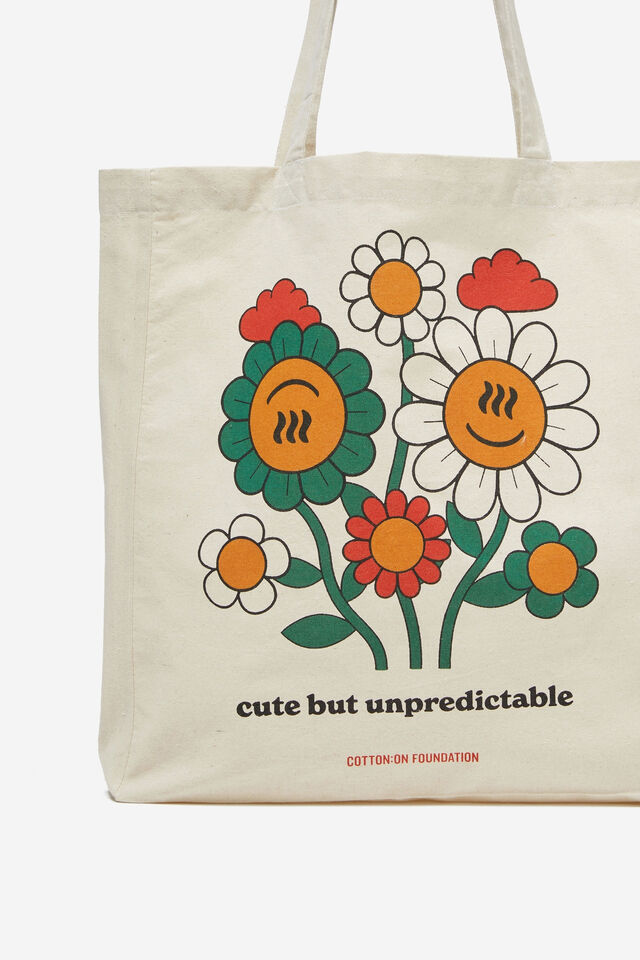 Foundation Typo Recycled Tote Bag, UNPREDICTABLE FLOWER