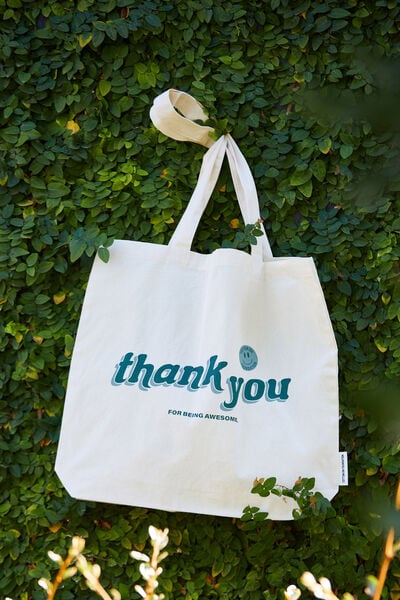 Foundation Adults Tote Bag, THANK YOU LIGHT & DARK GREEN