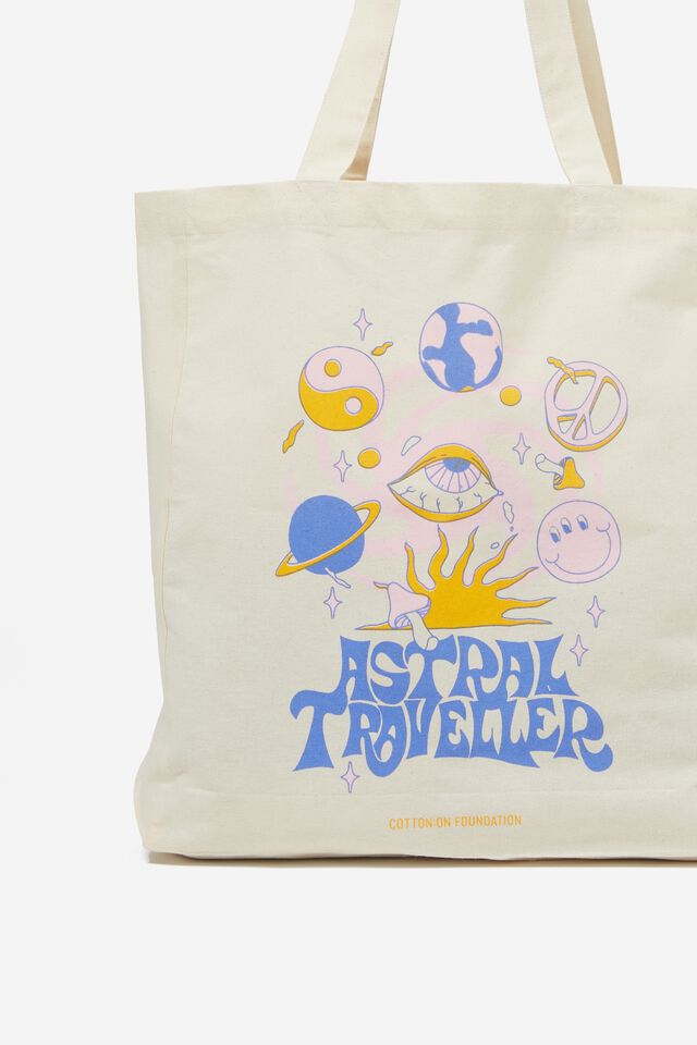 Foundation Typo Recycled Tote Bag, ASTRAL TRAVELLER
