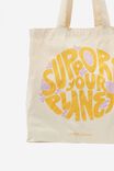 Foundation Typo Organic Tote Bag, SUPPORT YOUR PLANET GREIGE - alternate image 2