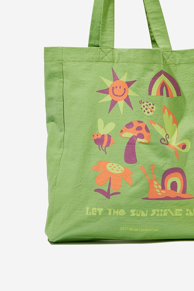 Foundation Typo Recycled Tote Bag, SUN SHINE SWEET GREEN