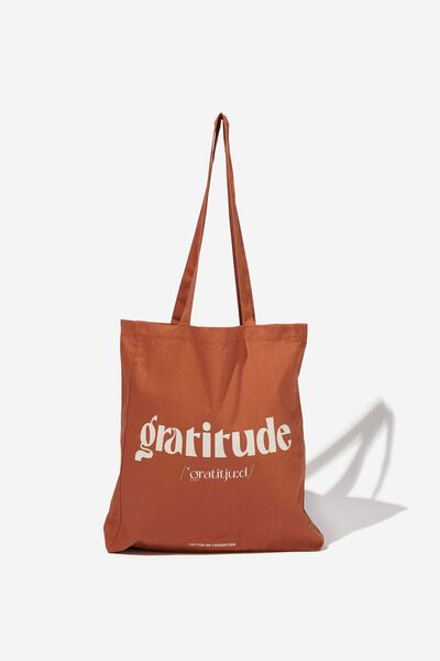 Foundation Adults Organic Tote Bag, GRATITUDE BROWN