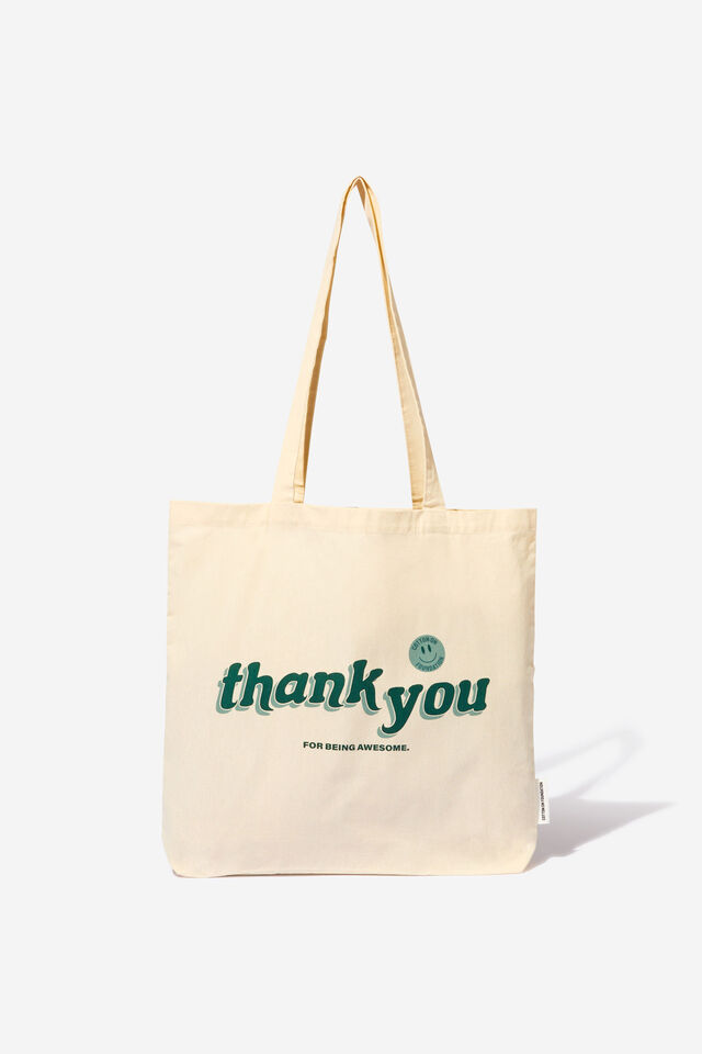 Foundation Adults Tote Bag, THANK YOU LIGHT & DARK GREEN