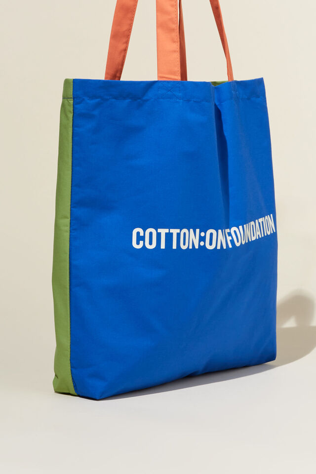 Foundation Adults Recycled Tote Bag, COLOUR BLOCK/ELECTRIC BLUE
