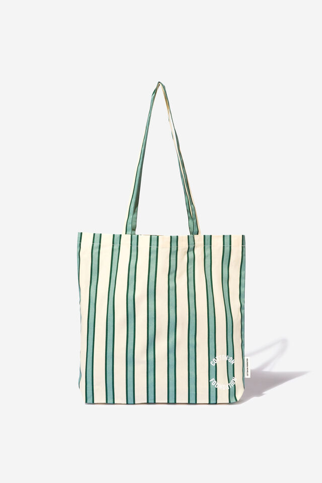Foundation Adults Tote Bag, GREEN DAE STRIPE