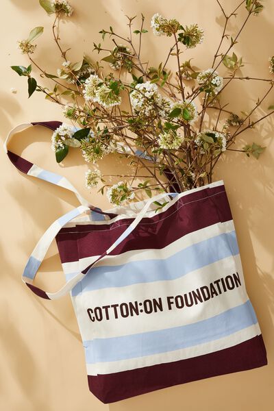 Foundation Adults Recycled Tote Bag, COF BERRY STRIPE