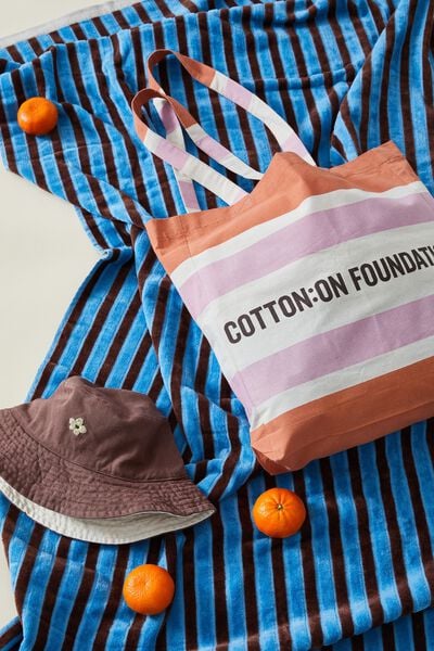 Foundation Adults Recycled Tote Bag, COF FALL GLOW STRIPE