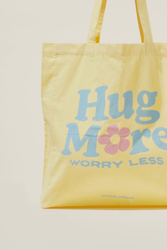Foundation Typo Organic Tote Bag, HUG MORE
