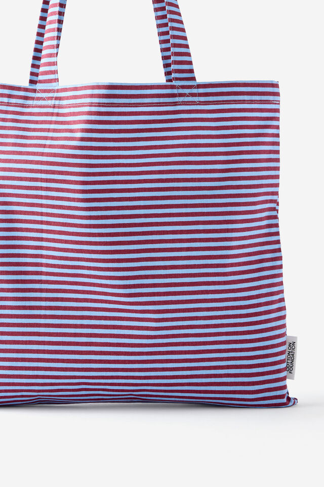 Foundation Tote, MADI STRIPE CHERRYWOOD / DUCK EGG BLUE