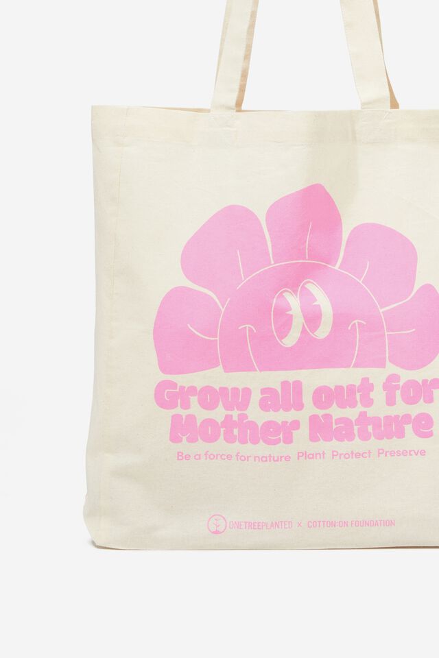 Foundation Typo Recycled Tote Bag, ONE TREE GROW ALL OUT