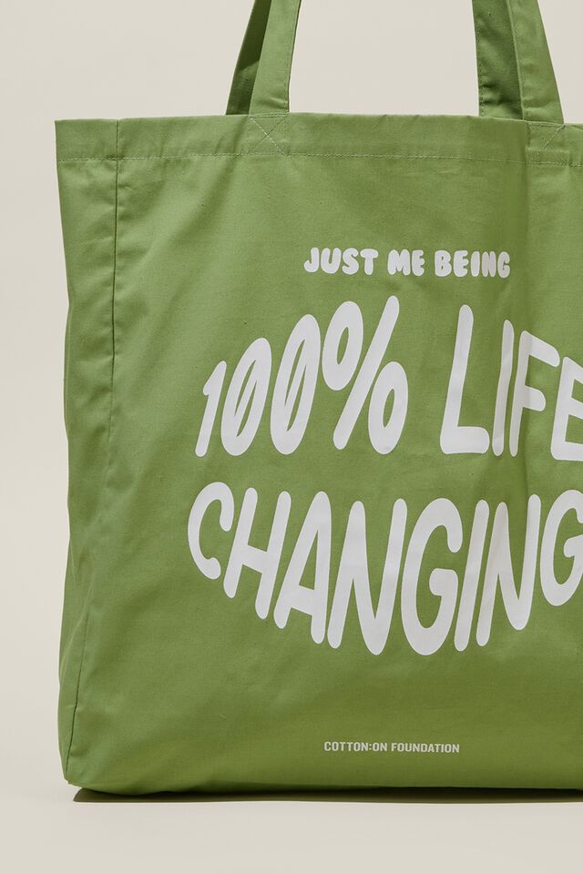 Foundation Adults Recycled Tote Bag, LIFE CHANGING SWEET GREEN