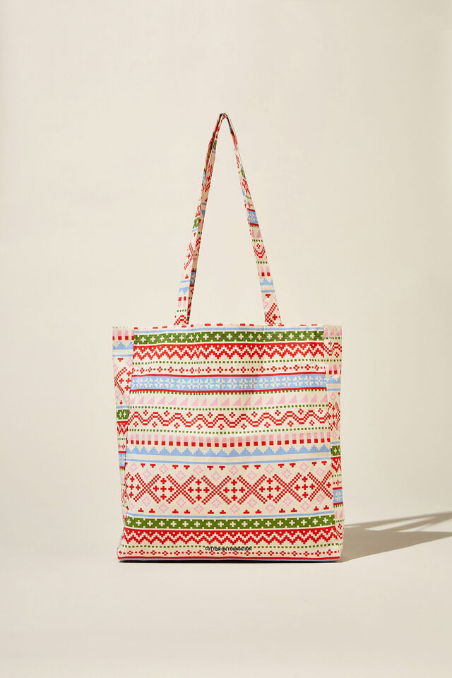 Foundation Adults Recycled Tote Bag, FESTIVE FAIRISLE SUMMER