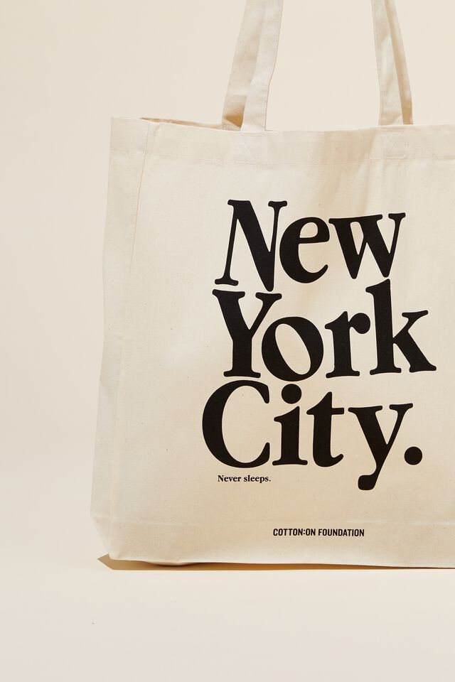Foundation Adults Organic Tote Bag, NEW YORK CITY GREIGE