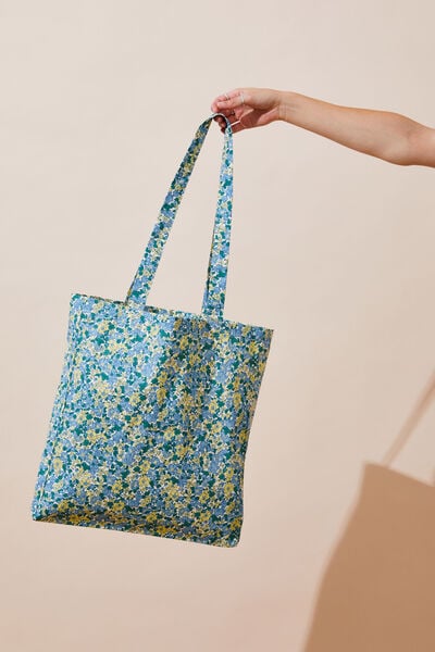 Foundation Kids Recycled Tote Bag, BLUE & YELLOW FLORAL