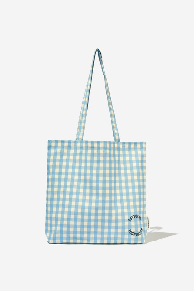 Foundation Adults Tote Bag, LIGHT BLUE GINGHAM