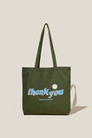 Foundation Adults Tote Bag, THANK YOU/FOREST GREEN - alternate image 2