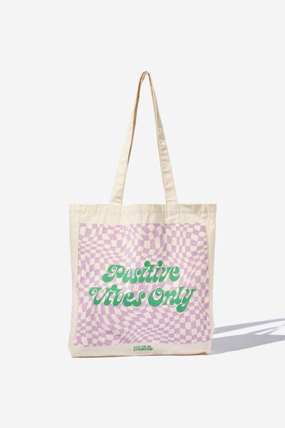 Foundation Body Organic Tote Bag, POSITIVE VIBES ONLY