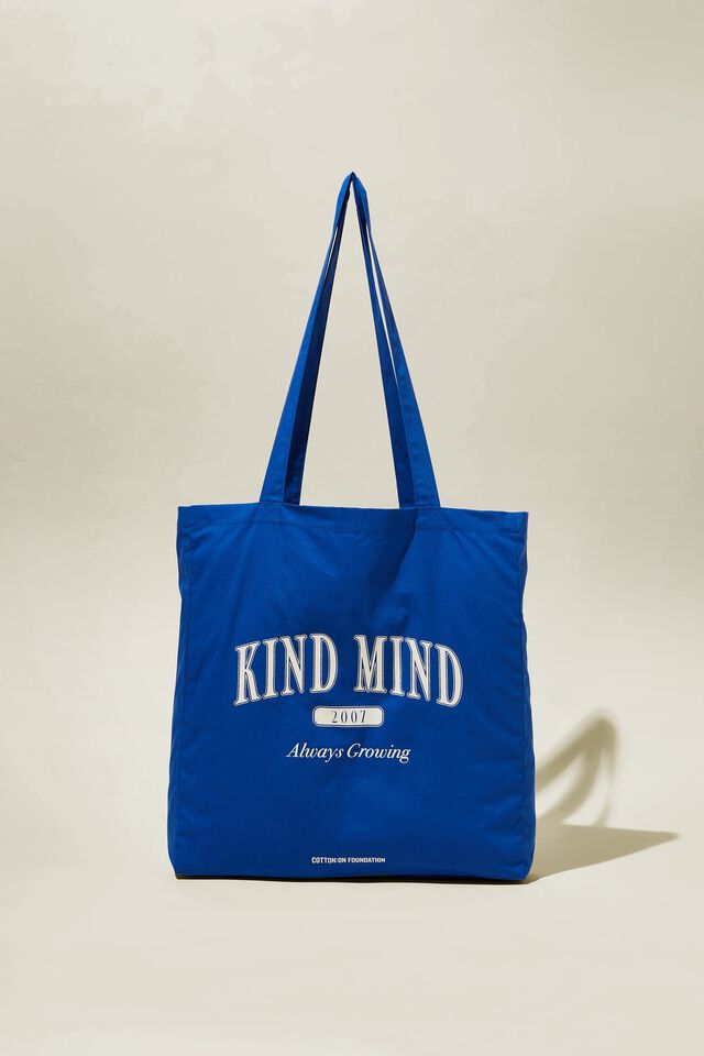 Foundation Adults Recycled Tote Bag, KIND MIND/ELECTRIC BLUE