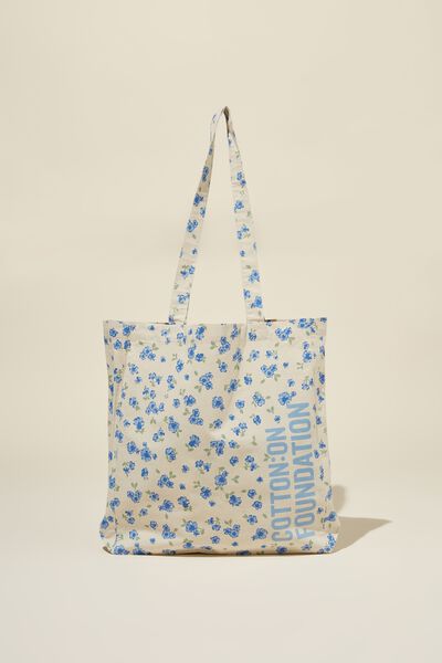 Foundation Adults Recycled Tote Bag, COF BLUE DITSY YARDAGE