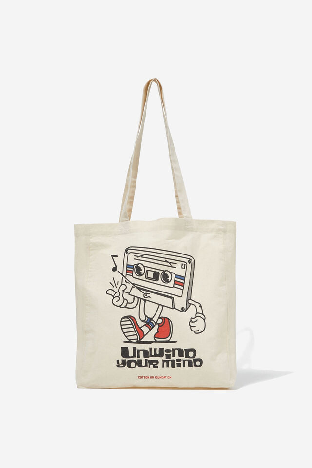 Foundation Typo Recycled Tote Bag, UNWIND YOUR MIND